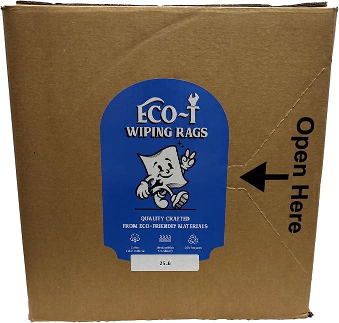 25 Lb Box Eco-T Mechanic Shop Rags by ALL+RAGS