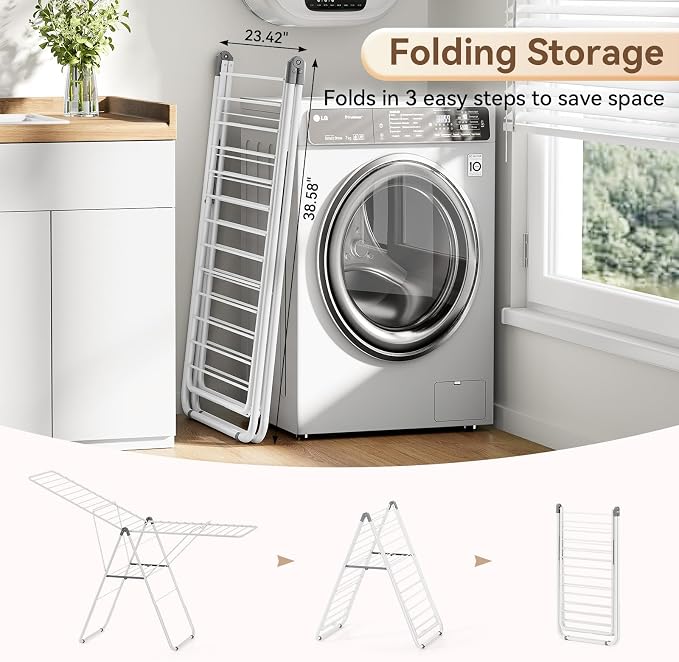 APEXCHASER Clothes Drying Rack, Foldable Drying Rack Clothing, Sturdy Metal - Image 4
