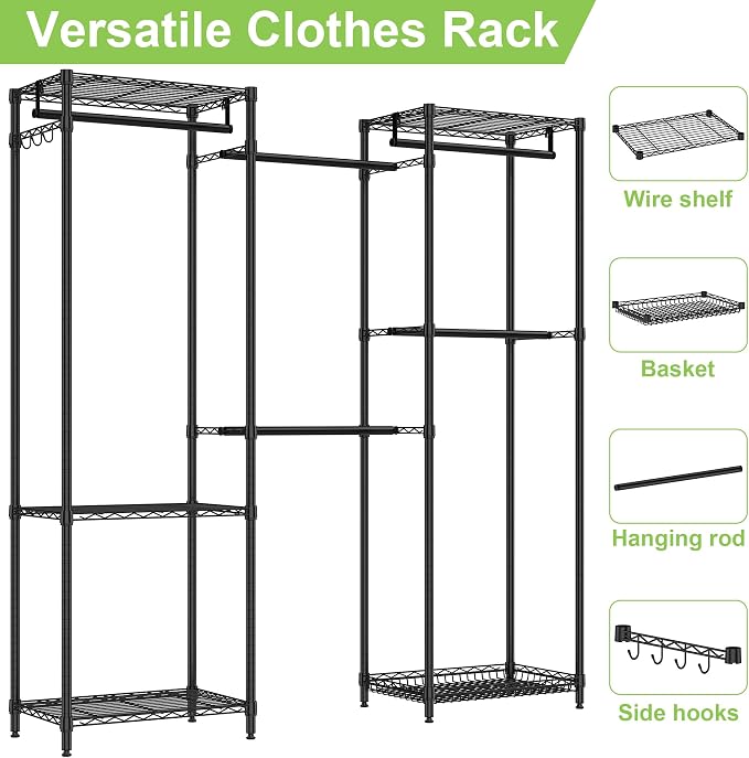 Heavy Duty Clothes Rack, Freestanding Garment Rack System Closet Organizer - Image 4