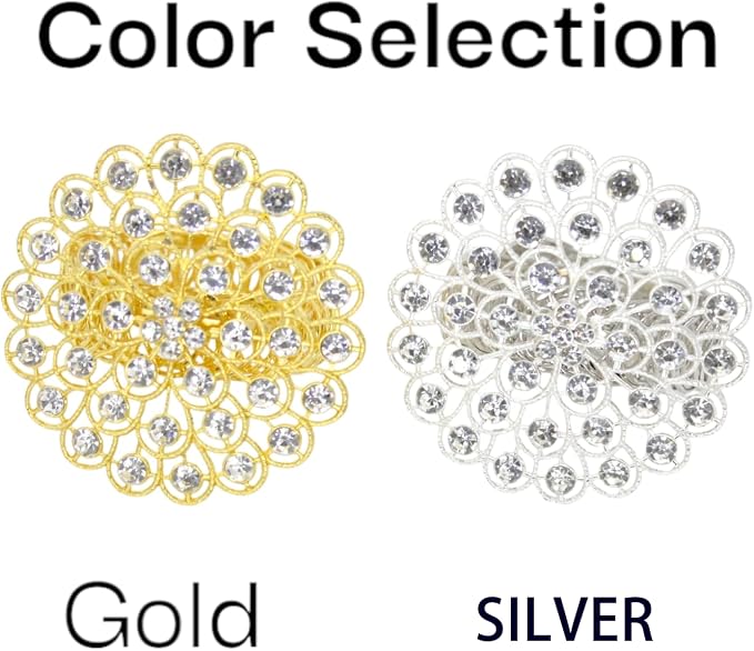 2 Pack Crystal Flower Curtain Tiebacks – Decorative Spring Wire Buckle Clips - Image 7