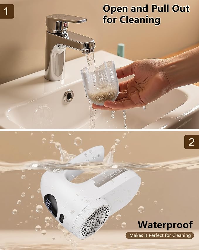 IPX6 Waterproof Washable Electric Fabric Shaver and Lint Remover, Rechargeable - Image 7