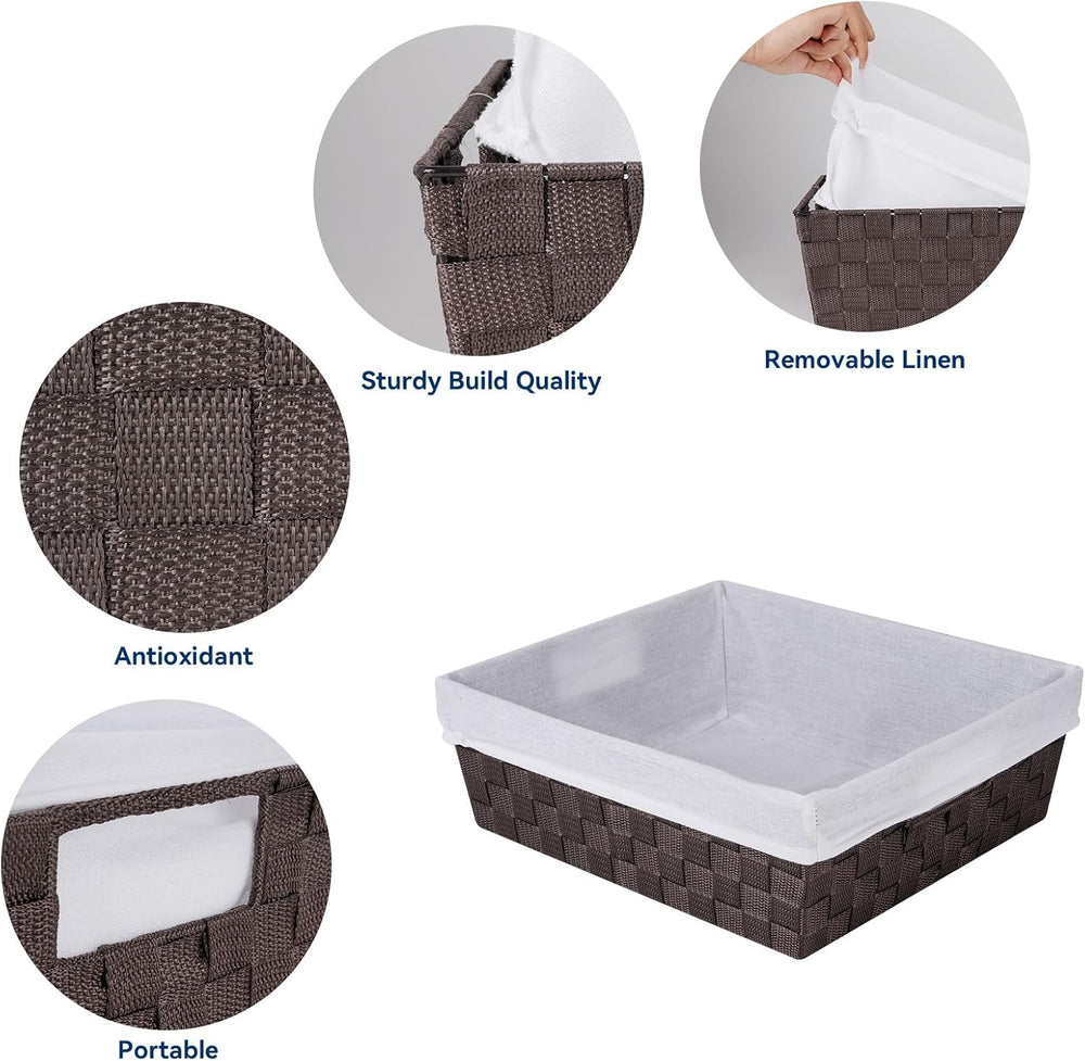 Whitmor Woven Strap Liner Shelf Tote,Storage Basket,Espresso