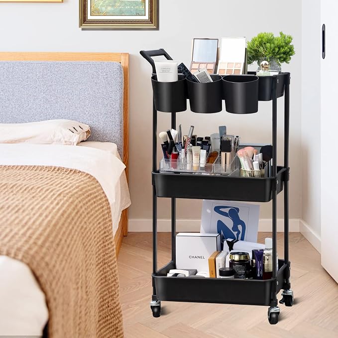 3-Tier Utility Rolling Cart, Mobile Utility Cart - Image 8