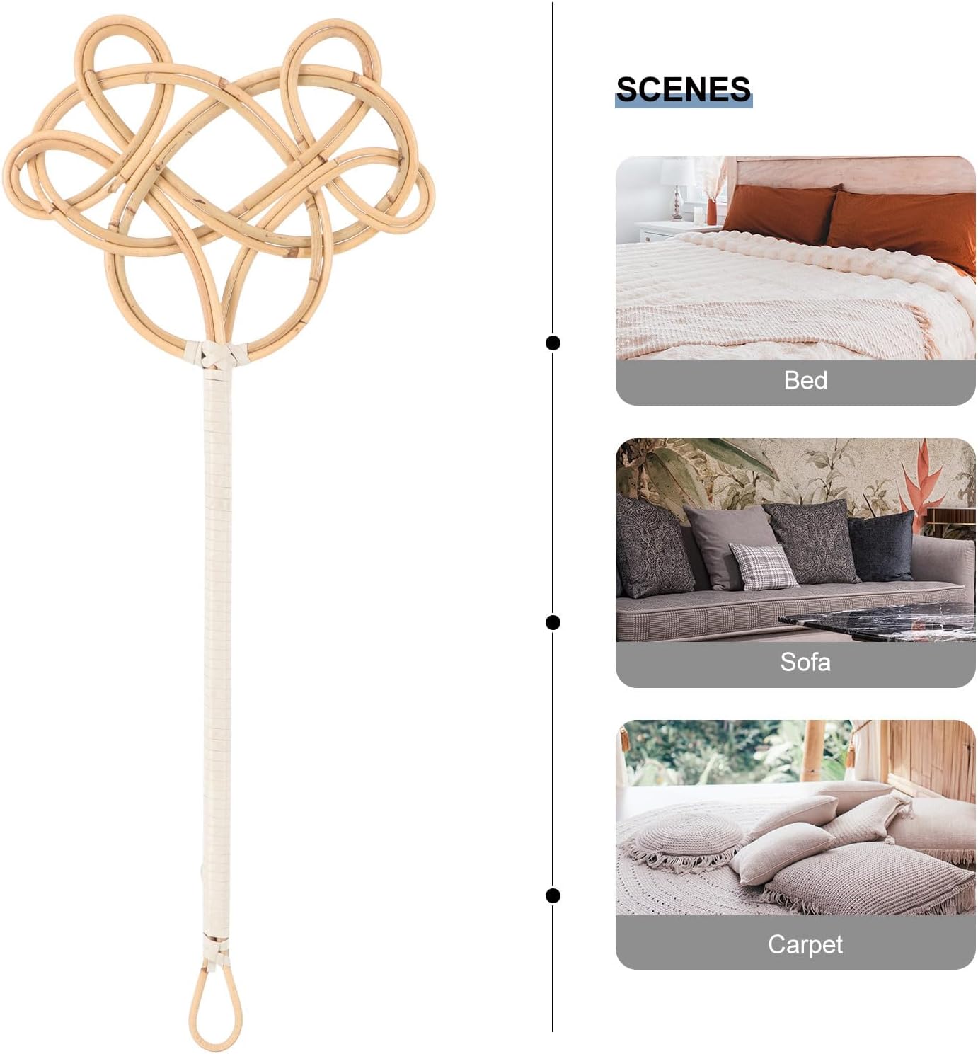 HANABASS Long Handle Dust Removal Tool Woven Rattan Beaters Quilt Dust Cleaning Paddle and Mattress for Home Cleaning Supplies