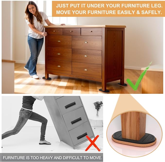9½"x5¾ Felt Furniture Sliders for Hardwood Floors, Furniture Movers for Heavy - Image 2