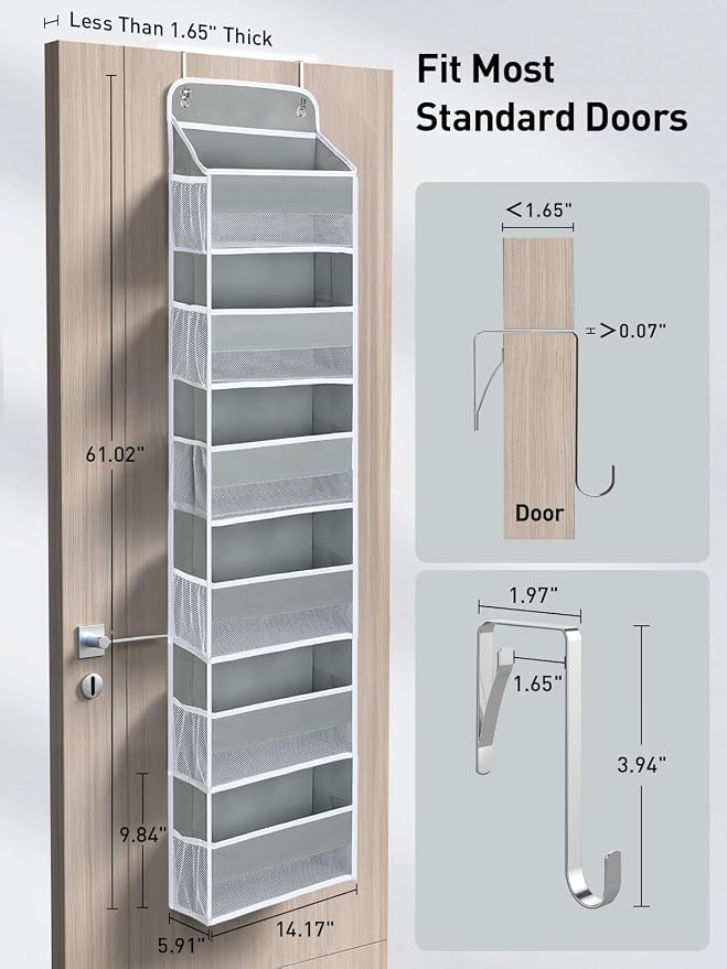 Yecaye 2 Pack Over The Door Organizer, 6-Tier Closet Door Hanging Organizer - Image 7