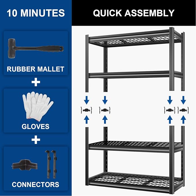 BILT HARD 46" W x 24" D x 72" H Heavy Duty Garage Shelving, 4-Tier Industrial - Image 8
