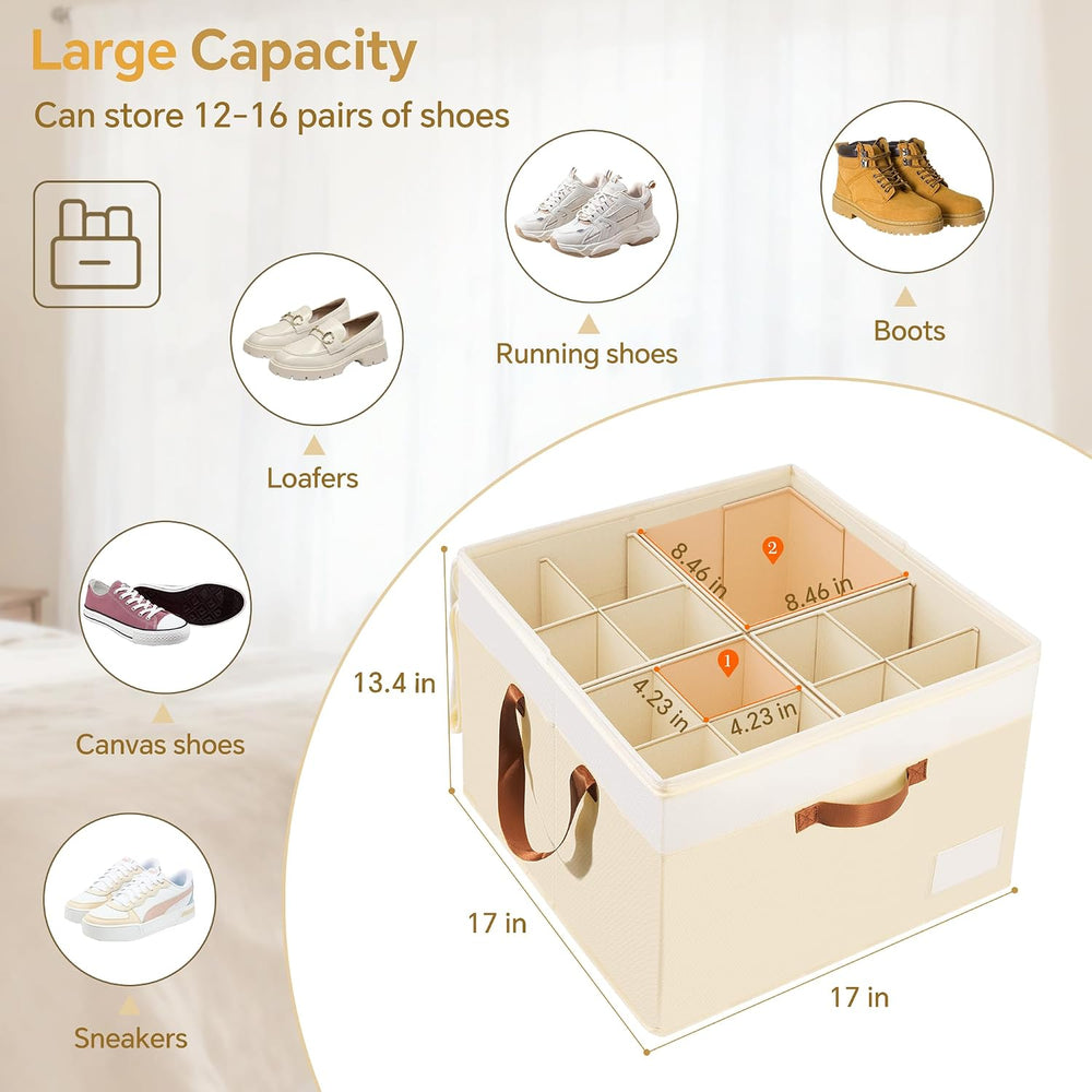 Criusia Shoe Organizer for Closet, 2 Pack Foldable Shoe Storage Organizer Box...