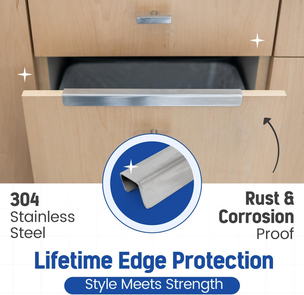 Stainless Steel Drawer Cap Protects Cabinet Edges from Damage. Slip-on Design...