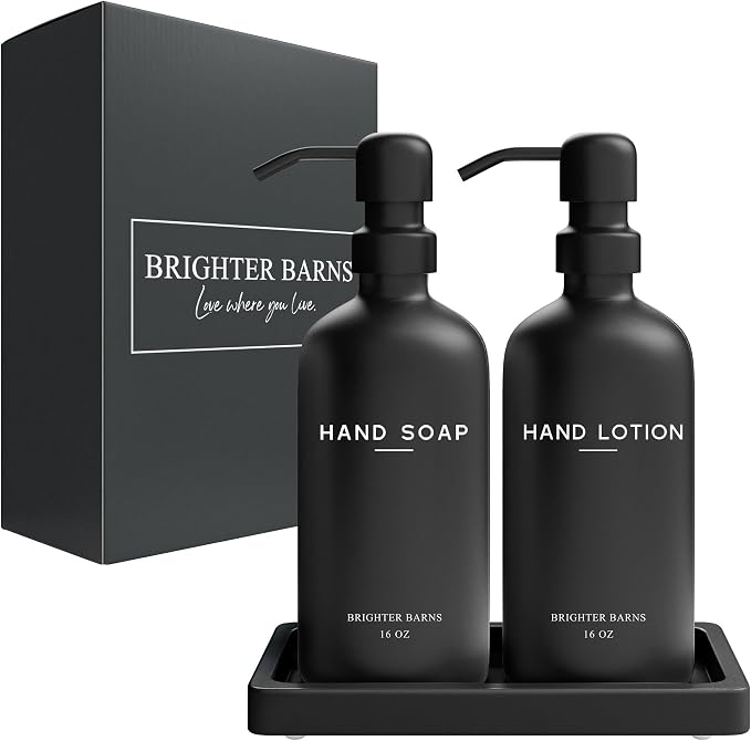 Black Glass Soap and Lotion Dispenser Set - Image 8