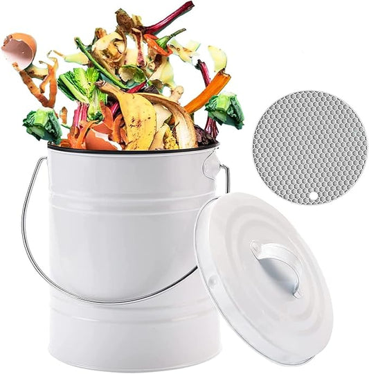 Compost Bin for Kitchen Counter, LALASTAR Small Metal Compost Bin Indoor by LALASTAR