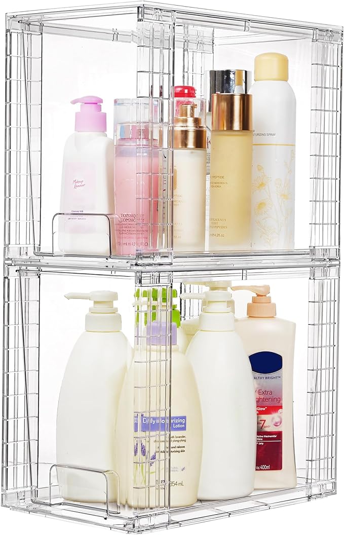 Vtopmart 2 Pack Clear Stackable Storage Drawers, 9.7" High Plastic Organizers - Image 4