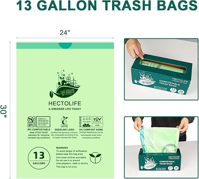 13 Gallon, Compostable Trash Bags - Image 2