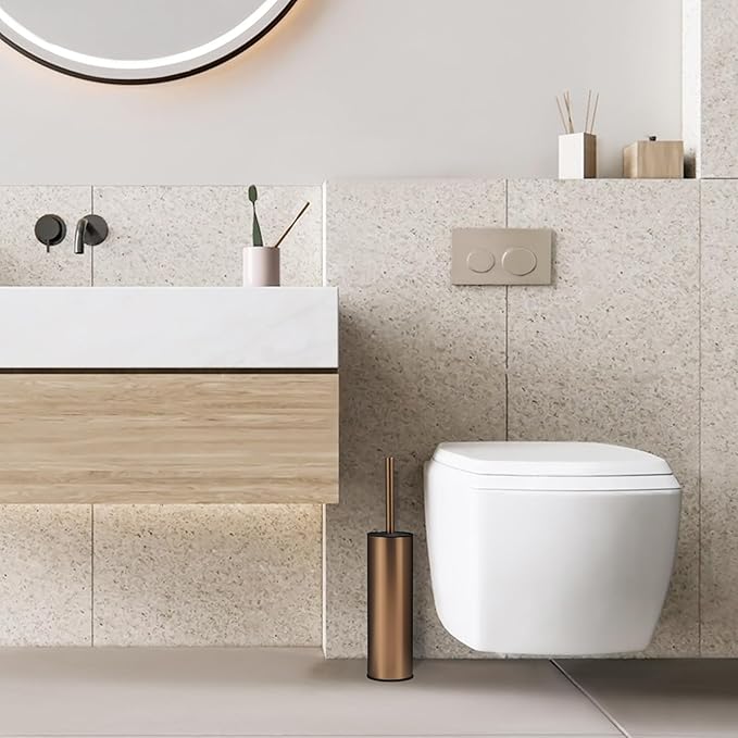 BGL Rose Gold Toilet Brush and Holder, Stainless Steel Toilet Brushes - Image 7