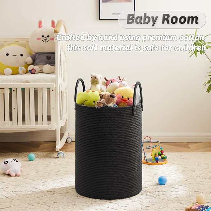 Laundry Basket, Woven Cotton Rope Laundry Hamper, 60L - Image 4