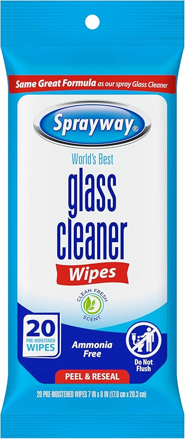 Sprayway Glass Cleaner Wipes, On-the-Go Resealable Package, Pre-Moistened - Image 2