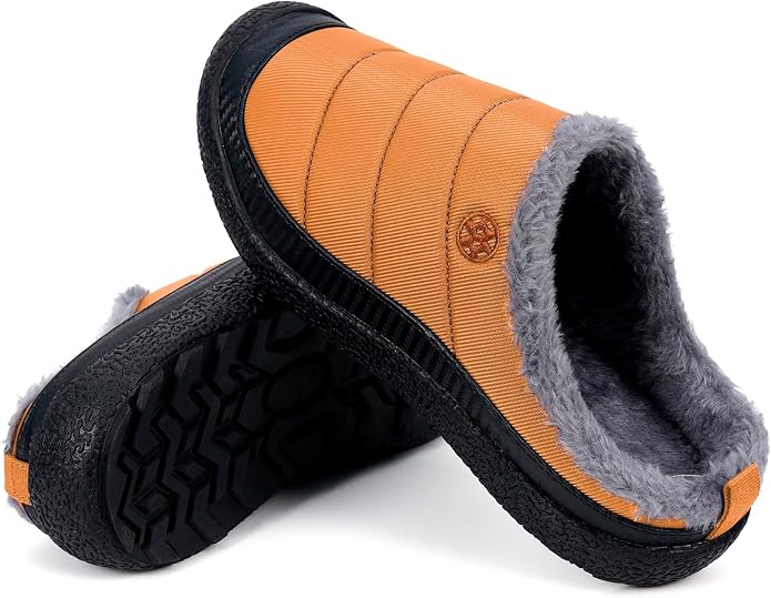 Womens Mens House Slippers Slip on Snow Winter Warm Fully Fur Lined Slippers - Image 5