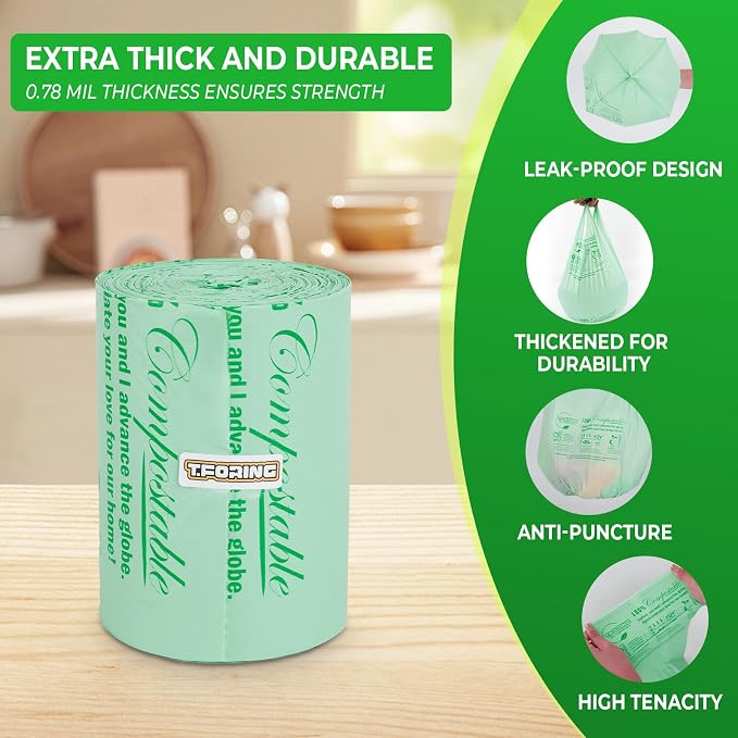 1.6 Gallon Handle Tie Compostable Food Scrap Bags - Image 4