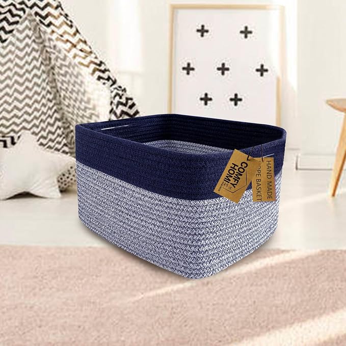 COMFY-HOMI 3PACK Rectangular Cotton Rope Basket - Image 4