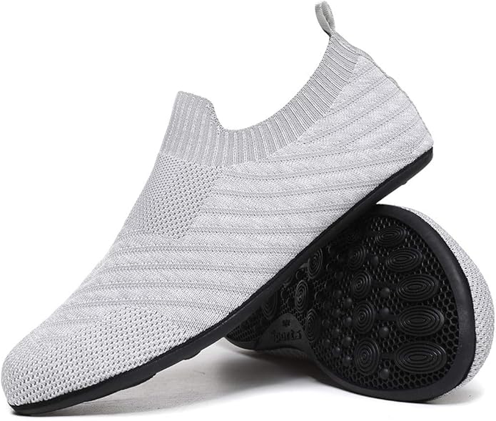 QZKDM Lightweight Slip on Grip Indoor House Slippers Barefoot Non Slip Home by QZKDM