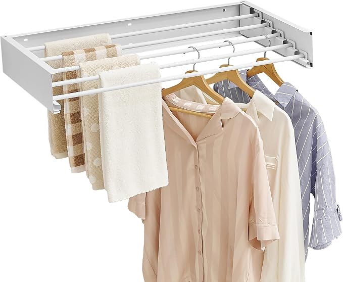 JOOM Laundry Drying Rack Collapsible, Wall Mounted Clothes Drying Rack by JOOM