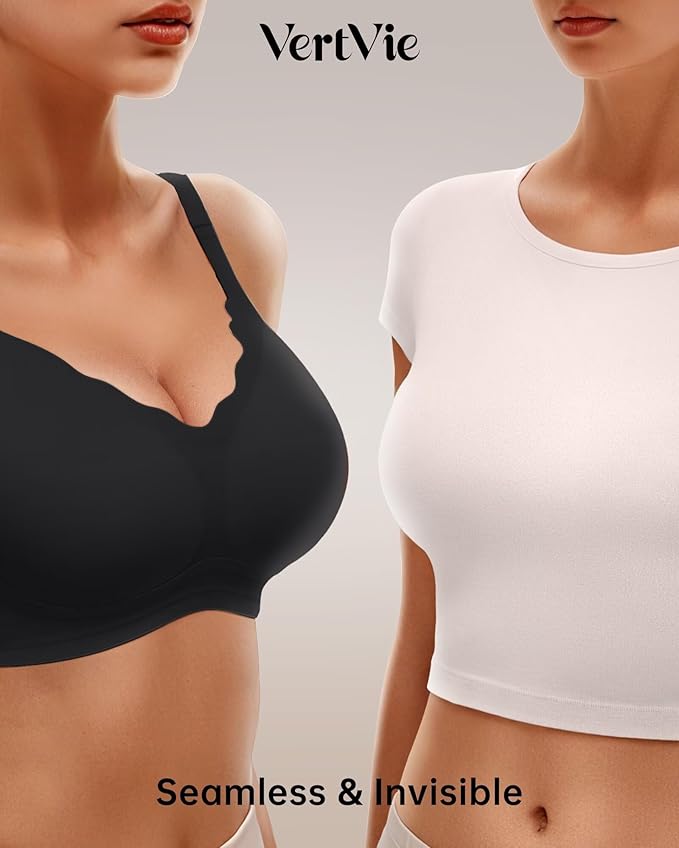 Vertvie Womens Seamless Bras No Underwire Supportive Wireless Push Up Full - Image 4