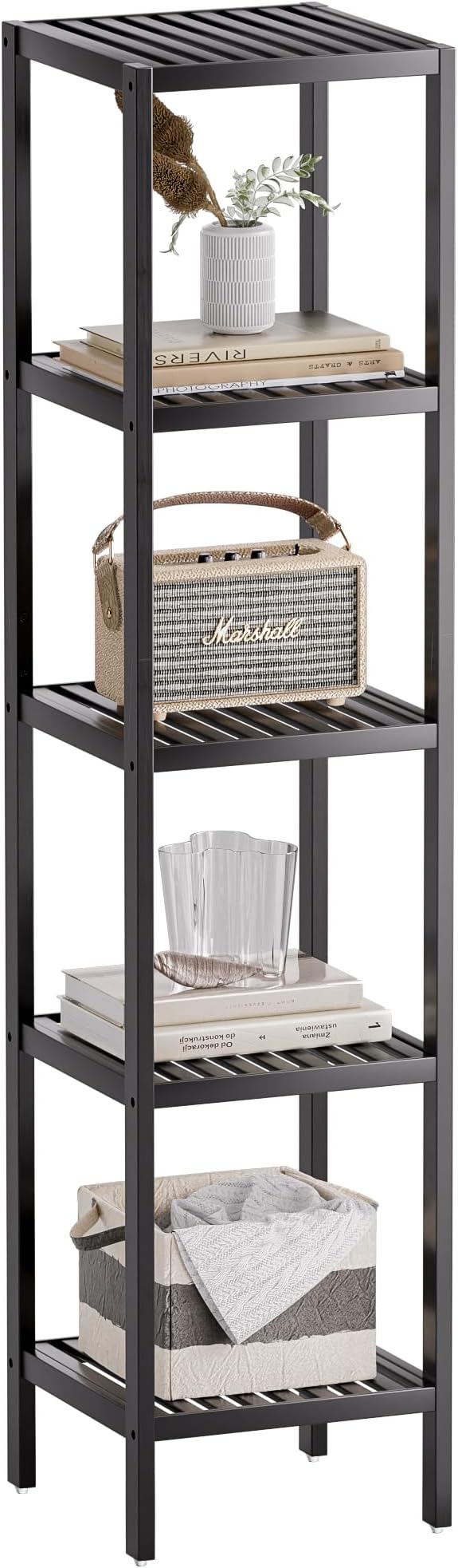 SMIBUY Bathroom Storage Shelf, 5-Tier Bamboo Rack Organizer by SMIBUY