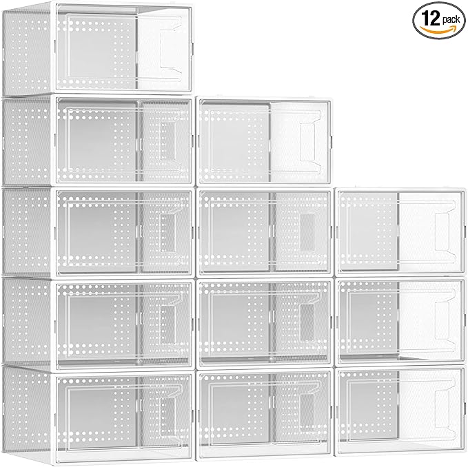 Secret Space 12 Pack X Large Shoe Organizer Storage Boxes by SecretSpace