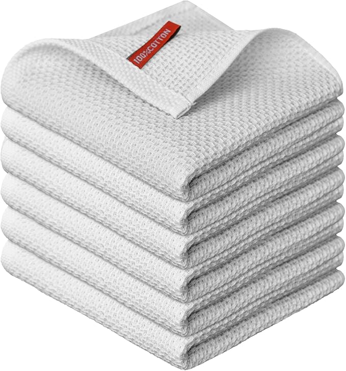 Artoid Mode 100% Cotton Light Grey Waffle Weave Kitchen Dish Cloths, 12x12 Inch by ArtoidMode