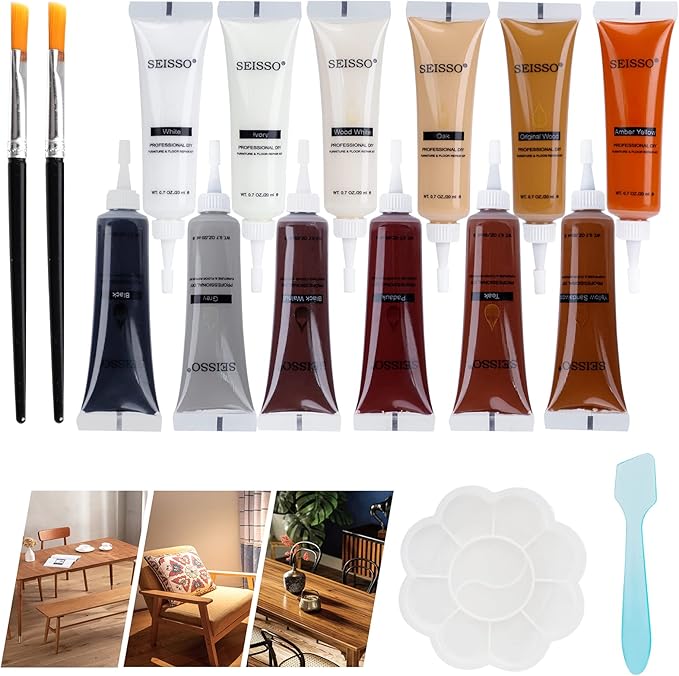 SEISSO Wood Scratch Repair Kit, 12 Colors Wood Filler Putty by SEISSO