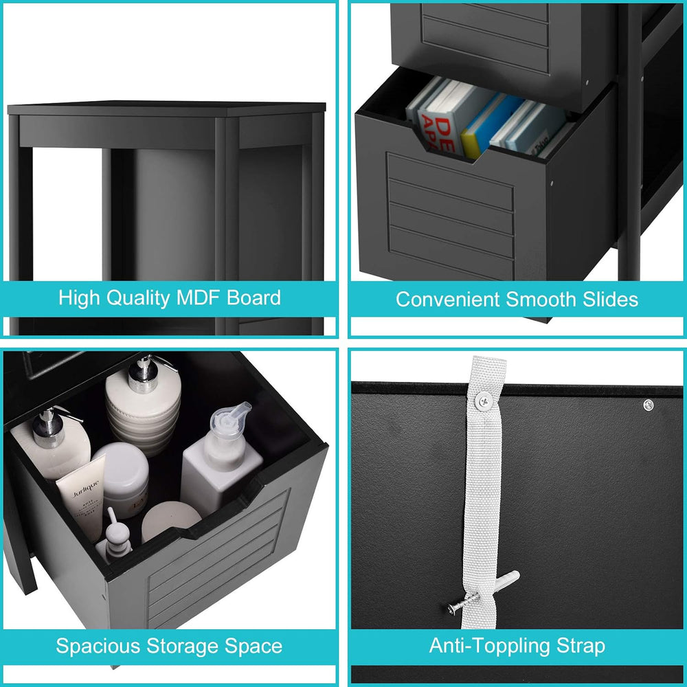 DORTALA Bathroom Storage Cabinet, Multifunctional Wooden Storage Rack Organiz...