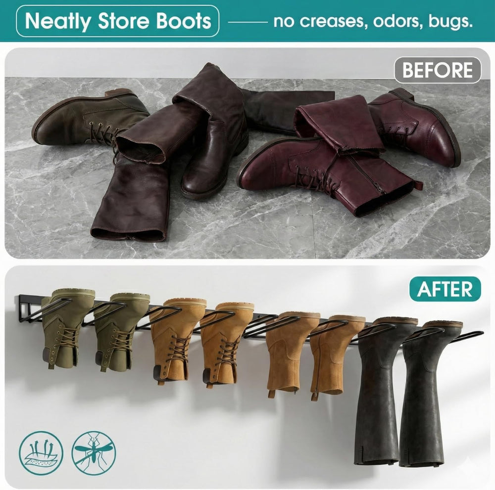 zacurter Wall Mount Boot Rack Metal Wader Hangers for Tall Boots, 8 Pair Boot...
