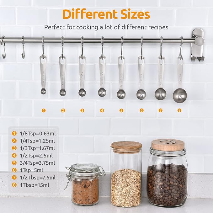 Measuring Spoons: U-Taste 18/8 Stainless Steel Measuring Spoons Set of 8 Piece: - Image 2