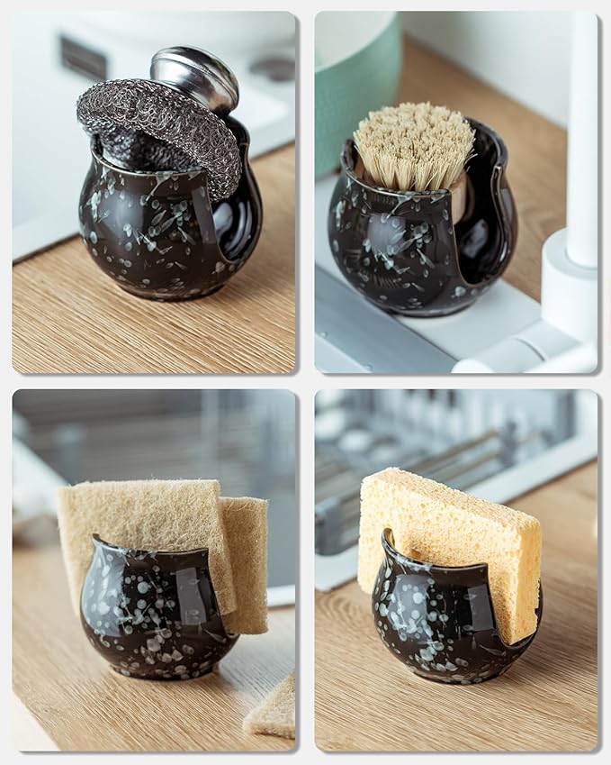 Kitchen Sponge Holder, Ceramic Dish Sponge Holder Kithen Sink Organizer - Image 5