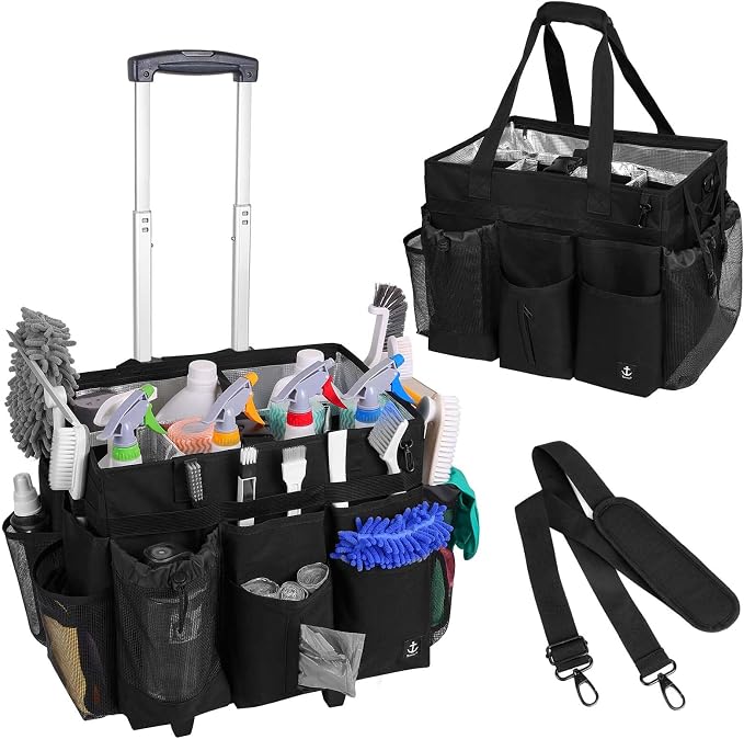 Extra Large Rolling Cleaning Caddy Bag by Timoxi
