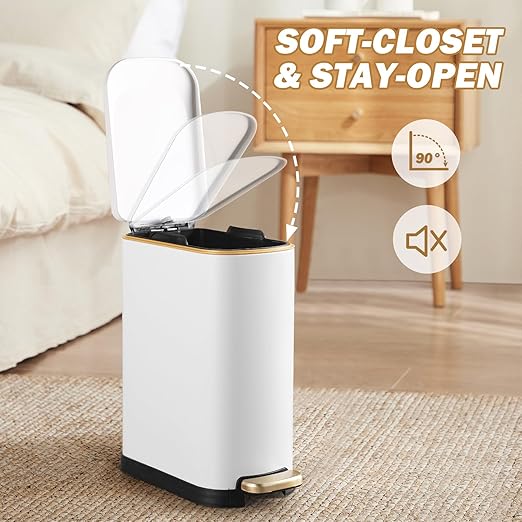 Bathroom Trash Can with Soft-Close Lid 3.5 Gallon Stainless Steel Garbage Can - Image 5