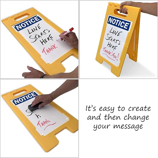 SmartSign 25 x 12 inch “Notice” Write-On Two-Sided Folding Floor Sign, Dry Erase - Image 4