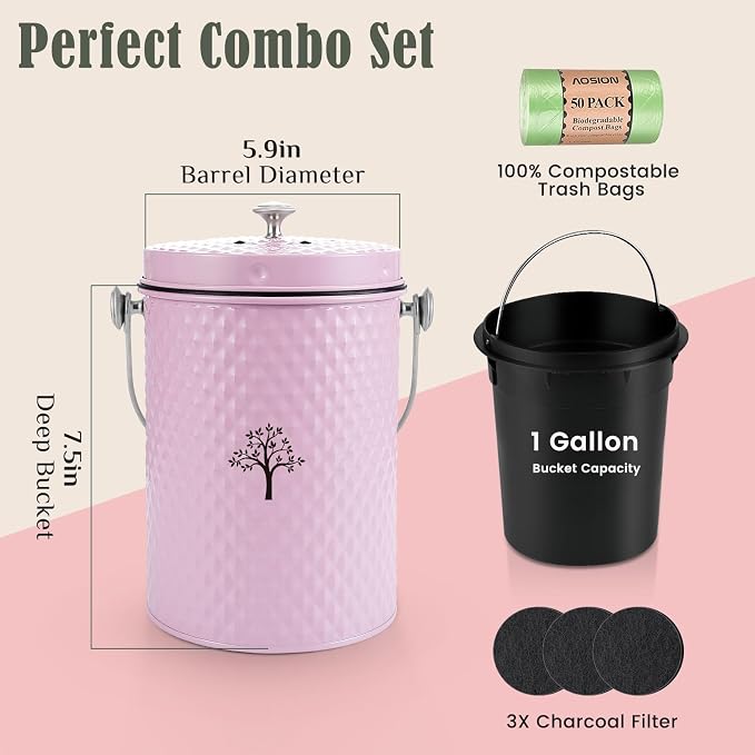 AOSION Countertop Compost Bin Kitchen，Odorless Indoor Compost Bin - Image 3