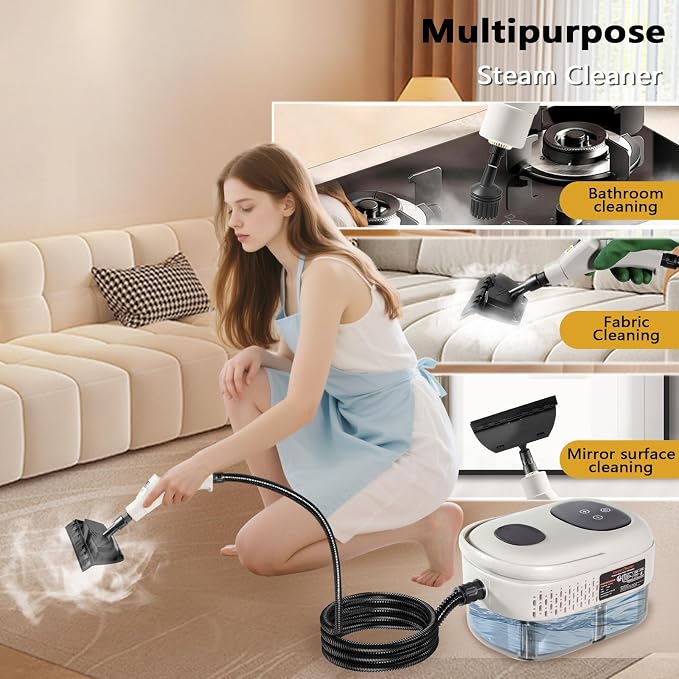 Handheld Steam Cleaner, 1000ml Water Tank, 15S Heat-up Time, Pressurized Steamer - Image 2