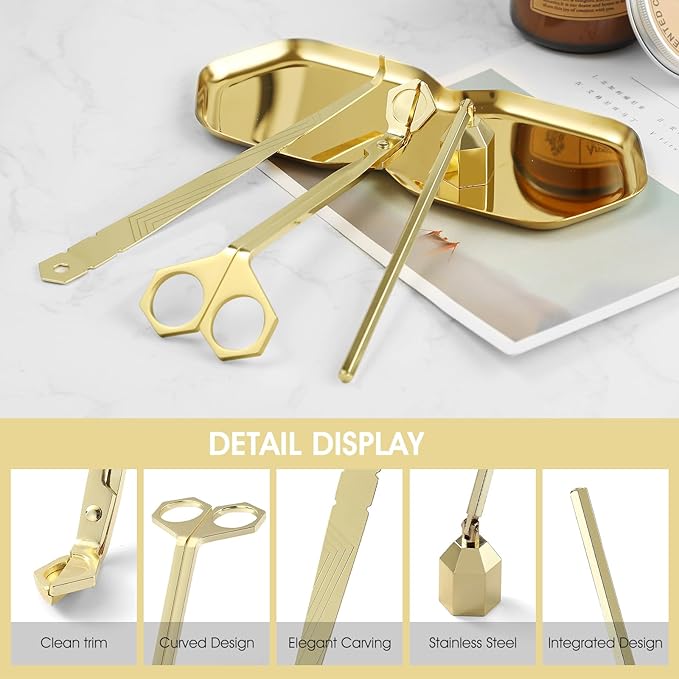 3-in-1 Candle Accessory Set, Wick Trimmer, Candle Snuffer, Wick Spoon, - Image 2