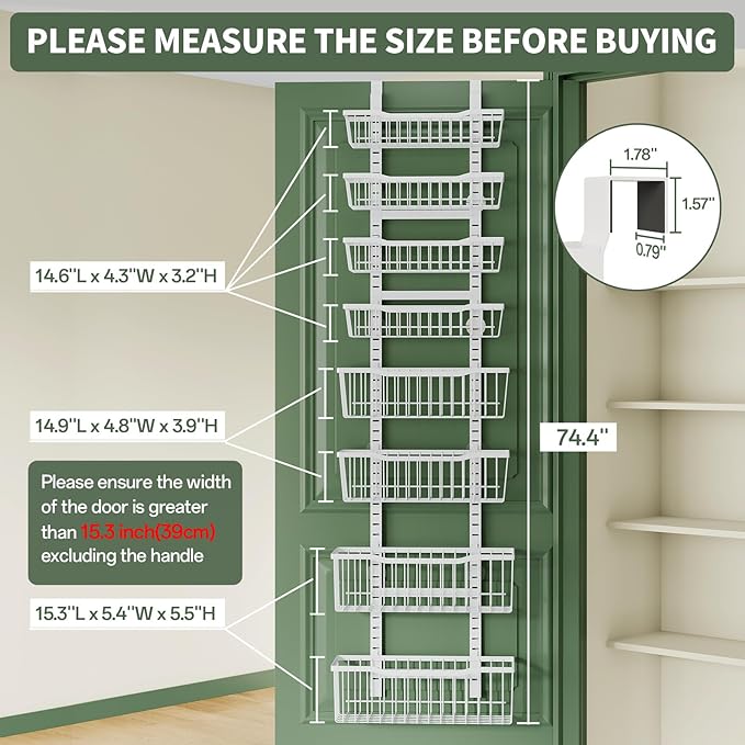 Over The Door Organizer，8-Tier Over The Door Pantry Organizer - Image 2