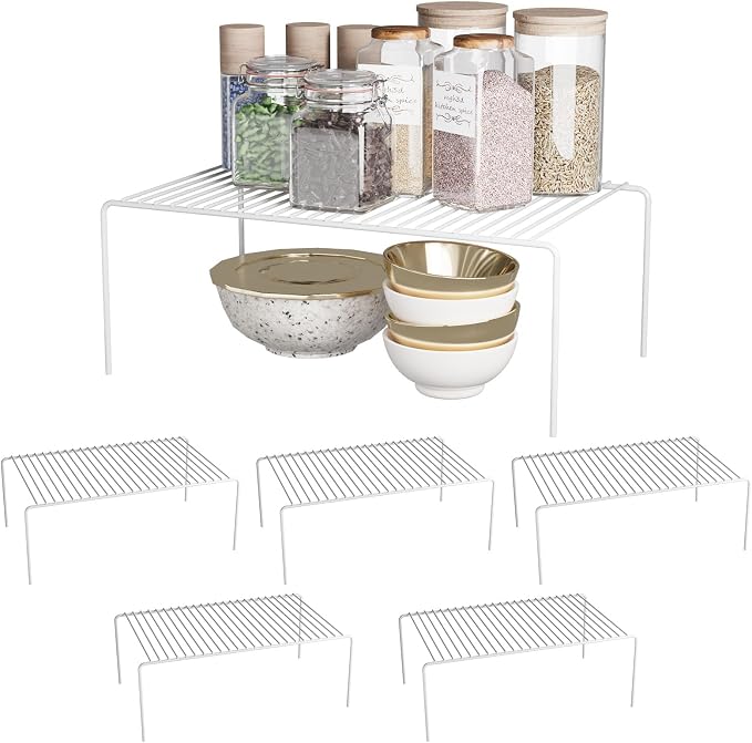 MediumWhite Cabinet Storage Shelf Rack Set of 6, Rustproof Metal Wire Kitchen by DPZM