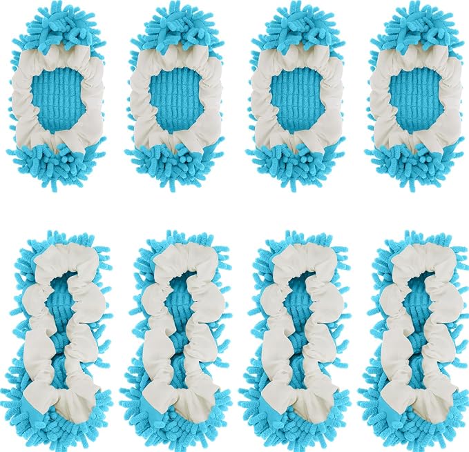 8 Pcs Mop Slippers Socks Floor Cleaning, Microfiber Shoe Covers dust Washable by WellMall