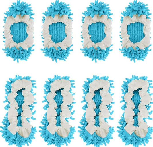 8 Pcs Mop Slippers Socks Floor Cleaning, Microfiber Shoe Covers dust Washable by WellMall