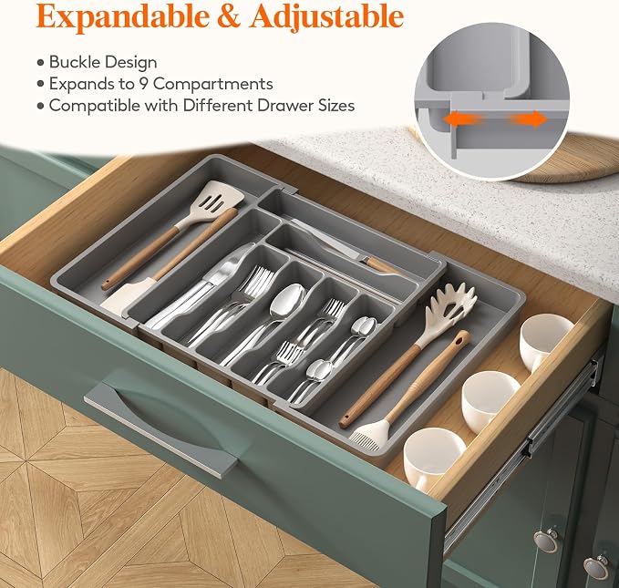 Lifewit Silverware Drawer Organizer, Expandable Utensil Organizer - Image 4