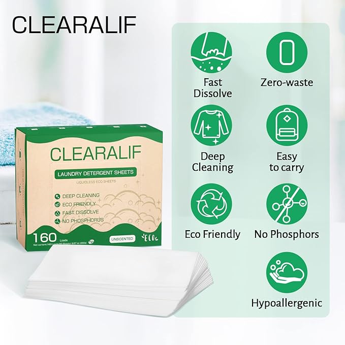 CLEARALIF Laundry Detergent Sheets up to 160 Loads, Laundry Detergent Strips - Image 4