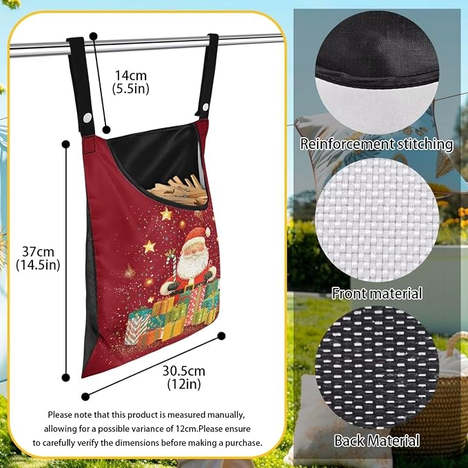 Christmas Santa Claus Clothespin Organizer Bag Shell Beach Clothespin Bags - Image 6