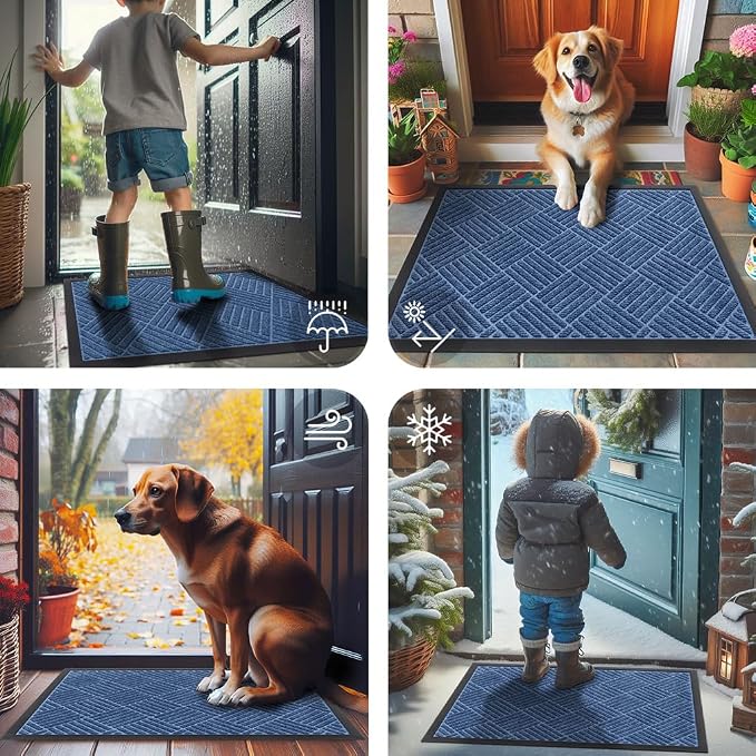 Smiry Front Door Mat Outside Entrance, Heavy Duty Outdoor Indoor Natural Rubber - Image 7
