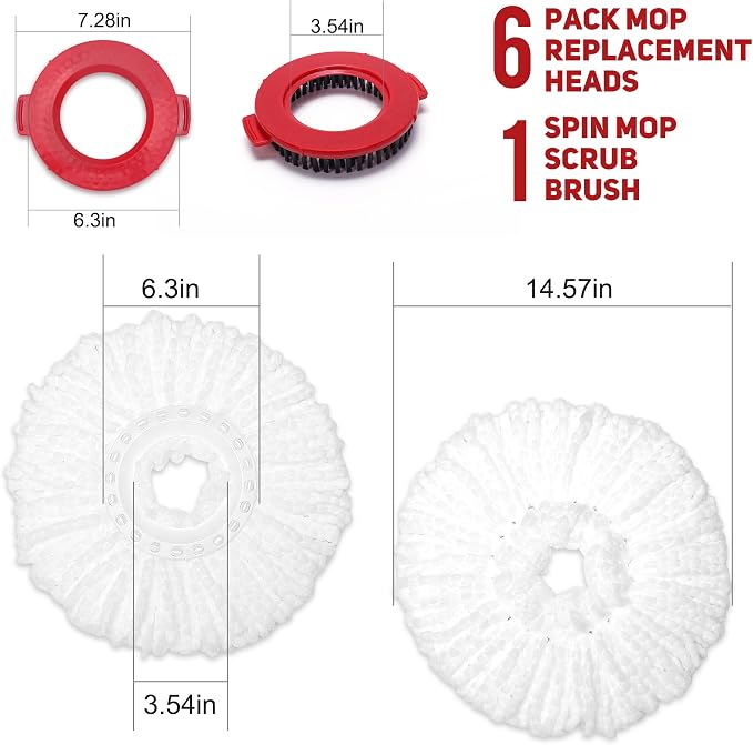 6-Pack White Mop Replacement Heads - Image 2