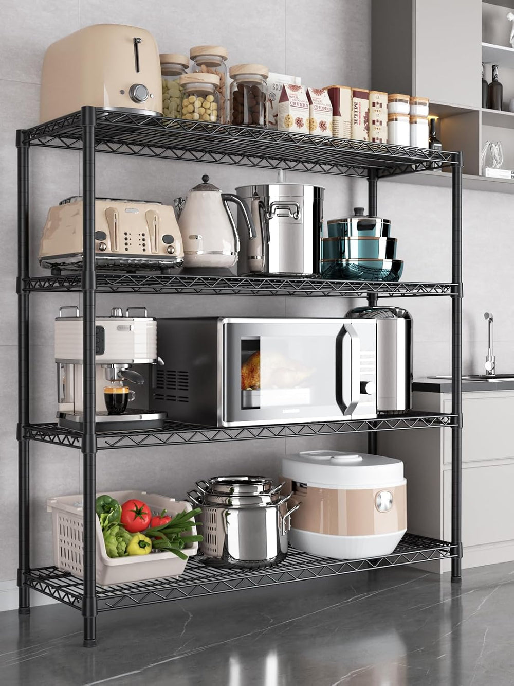 Golpart 4Tier Adjustable Storage Shelves Metal Wire Shelving Standing Shelf